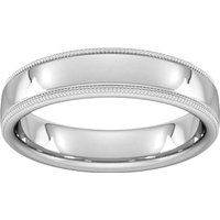 5mm Slight Court Extra Heavy Milgrain Edge Wedding Ring In 950 Palladium - Ring Size H