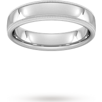 5mm Flat Court Heavy Milgrain Edge Wedding Ring In Platinum - Ring Size L