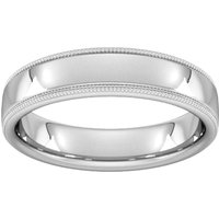 5mm Flat Court Heavy Milgrain Edge Wedding Ring In 950 Palladium - Ring Size P