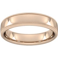 5mm D Shape Standard Milgrain Edge Wedding Ring In 9 Carat Rose Gold - Ring Size K