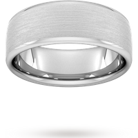 8mm D Shape Heavy Matt Finished Wedding Ring In 9 Carat White Gold - Ring Size G