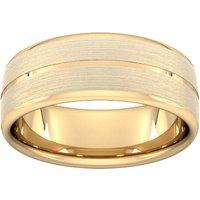 8mm Traditional Court Standard Centre Groove With Chamfered Edge Wedding Ring In 18 Carat Yellow Gold - Ring Size N