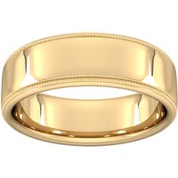 7mm Slight Court Extra Heavy Milgrain Edge Wedding Ring In 9 Carat Yellow Gold - Ring Size G