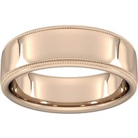 7mm Slight Court Standard Milgrain Edge Wedding Ring In 18 Carat Rose Gold - Ring Size P