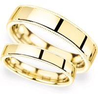 8mm Flat Court Heavy Milgrain Edge Wedding Ring In 18 Carat Yellow Gold - Ring Size P