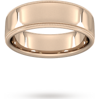 7mm Traditional Court Standard Milgrain Edge Wedding Ring In 9 Carat Rose Gold - Ring Size H