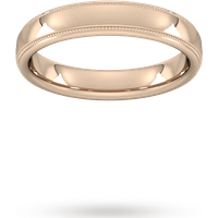 4mm Traditional Court Heavy Milgrain Edge Wedding Ring In 9 Carat Rose Gold - Ring Size L