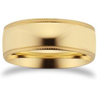 8mm Traditional Court Heavy Milgrain Edge Wedding Ring In 18 Carat Yellow Gold - Ring Size M
