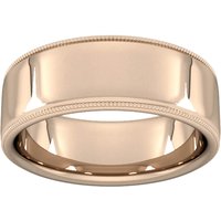8mm Traditional Court Heavy Milgrain Edge Wedding Ring In 18 Carat Rose Gold - Ring Size O