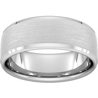 8mm Slight Court Heavy Polished Chamfered Edges With Matt Centre Wedding Ring In 18 Carat White Gold - Ring Size P