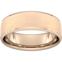 7mm Flat Court Heavy Polished Chamfered Edges With Matt Centre Wedding Ring In 18 Carat Rose Gold - Ring Size G