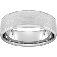 7mm Traditional Court Heavy Polished Chamfered Edges With Matt Centre Wedding Ring In 9 Carat White Gold - Ring Size J