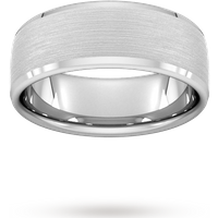 8mm Traditional Court Heavy Polished Chamfered Edges With Matt Centre Wedding Ring In 9 Carat White Gold - Ring Size K