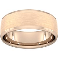 8mm Traditional Court Heavy Polished Chamfered Edges With Matt Centre Wedding Ring In 9 Carat Rose Gold - Ring Size R