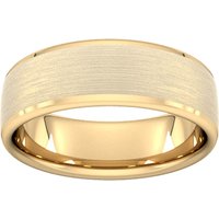 7mm D Shape Heavy Polished Chamfered Edges With Matt Centre Wedding Ring In 9 Carat Yellow Gold - Ring Size M