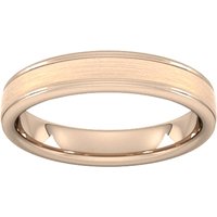 4mm Slight Court Extra Heavy Matt Centre With Grooves Wedding Ring In 18 Carat Rose Gold - Ring Size G