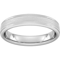 4mm Flat Court Heavy Matt Centre With Grooves Wedding Ring In Platinum - Ring Size G
