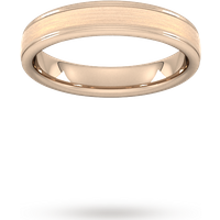 4mm Traditional Court Heavy Matt Centre With Grooves Wedding Ring In 18 Carat Rose Gold - Ring Size L