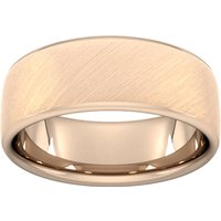 8mm Flat Court Heavy Diagonal Matt Finish Wedding Ring In 18 Carat Rose Gold - Ring Size K