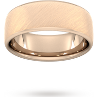 8mm Traditional Court Standard Diagonal Matt Finish Wedding Ring In 9 Carat Rose Gold - Ring Size N