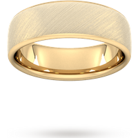 7mm D Shape Standard Diagonal Matt Finish Wedding Ring In 18 Carat Yellow Gold - Ring Size P