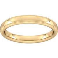 3mm Slight Court Extra Heavy Milgrain Edge Wedding Ring In 9 Carat Yellow Gold - Ring Size Q