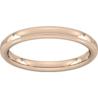 2.5mm Slight Court Heavy Milgrain Edge Wedding Ring In 9 Carat Rose Gold - Ring Size Q