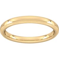 2.5mm Slight Court Extra Heavy Milgrain Edge Wedding Ring In 18 Carat Yellow Gold - Ring Size R