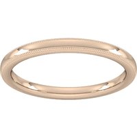 2mm Slight Court Standard Milgrain Edge Wedding Ring In 18 Carat Rose Gold - Ring Size R