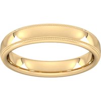 2.5mm Flat Court Heavy Milgrain Edge Wedding Ring In 18 Carat Yellow Gold - Ring Size I