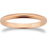 2mm D Shape Standard Milgrain Edge Wedding Ring In 9 Carat Rose Gold - Ring Size G