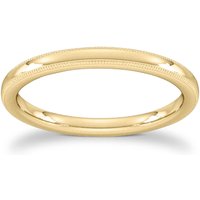 2mm D Shape Standard Milgrain Edge Wedding Ring In 18 Carat Yellow Gold - Ring Size J