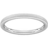 2mm Traditional Court Heavy Polished Chamfered Edges With Matt Centre Wedding Ring In 9 Carat White Gold - Ring Size R