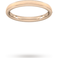 2.5mm Traditional Court Standard Matt Centre With Grooves Wedding Ring In 9 Carat Rose Gold - Ring Size J