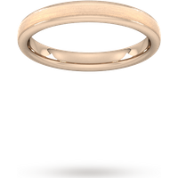 3mm Traditional Court Standard Matt Centre With Grooves Wedding Ring In 9 Carat Rose Gold - Ring Size G