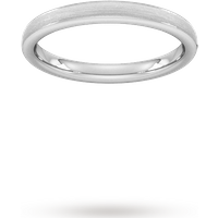 2.5mm Traditional Court Heavy Matt Centre With Grooves Wedding Ring In 18 Carat White Gold - Ring Size H