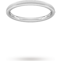2mm Traditional Court Standard Matt Centre With Grooves Wedding Ring In 950 Palladium - Ring Size G
