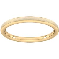 2mm D Shape Standard Matt Centre With Grooves Wedding Ring In 9 Carat Yellow Gold - Ring Size S