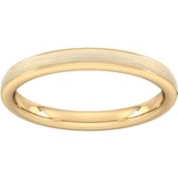 2.5mm D Shape Heavy Matt Centre With Grooves Wedding Ring In 18 Carat Yellow Gold - Ring Size Q