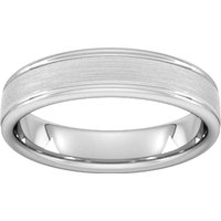 5mm Slight Court Extra Heavy Matt Centre With Grooves Wedding Ring In 950 Palladium - Ring Size S