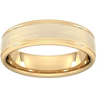 6mm Slight Court Extra Heavy Matt Centre With Grooves Wedding Ring In 9 Carat Yellow Gold - Ring Size N
