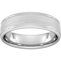 6mm Slight Court Extra Heavy Matt Centre With Grooves Wedding Ring In 950 Palladium - Ring Size M