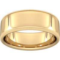 8mm Slight Court Extra Heavy Milgrain Edge Wedding Ring In 9 Carat Yellow Gold - Ring Size I