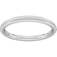 2mm Slight Court Standard Matt Centre With Grooves Wedding Ring In 9 Carat White Gold - Ring Size N