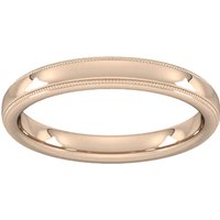 3mm Slight Court Standard Milgrain Edge Wedding Ring In 9 Carat Rose Gold - Ring Size N