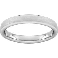 3mm Slight Court Standard Polished Chamfered Edges With Matt Centre Wedding Ring In 18 Carat White Gold - Ring Size M