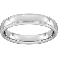 4mm Slight Court Standard Milgrain Edge Wedding Ring In 9 Carat White Gold - Ring Size J