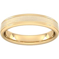 4mm Slight Court Standard Matt Centre With Grooves Wedding Ring In 9 Carat Yellow Gold - Ring Size I