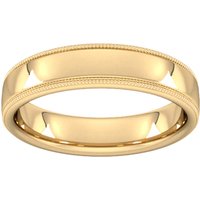 5mm Slight Court Heavy Milgrain Edge Wedding Ring In 18 Carat Yellow Gold - Ring Size M