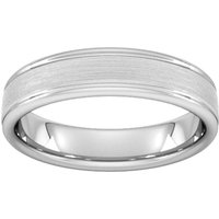 5mm Slight Court Heavy Matt Centre With Grooves Wedding Ring In 9 Carat White Gold - Ring Size Q